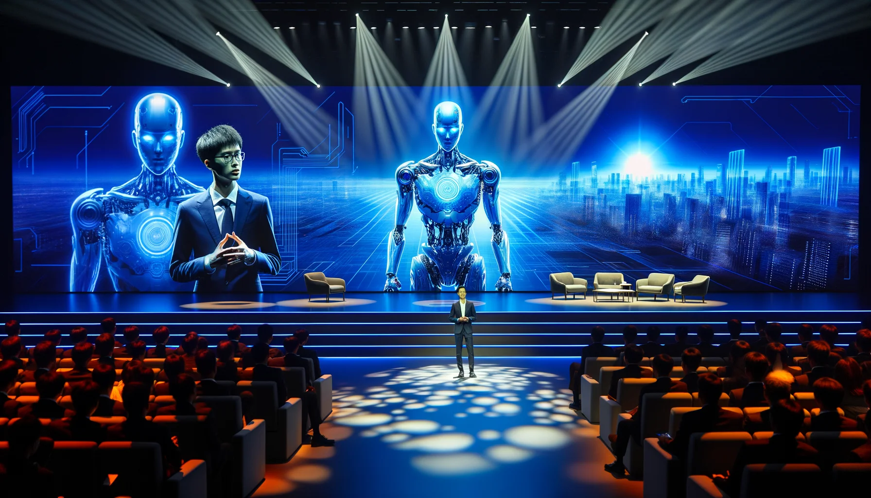 Wang Xingxing fundador de Unitree Robotics en conferencia