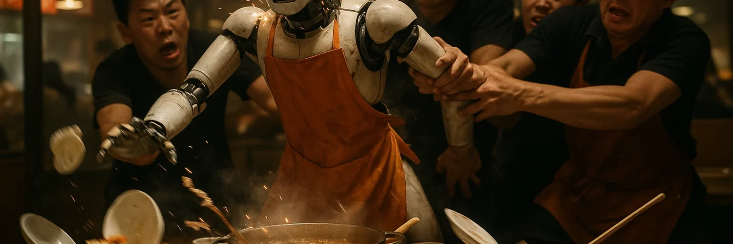 Robot enloquece en restaurante de Silicon Valley y el staff tiene que taclearlo 1 robot haidilao san jose caos Jorge Razo - Entrenador de emprendedores digitales Robot enloquece en restaurante de Silicon Valley y el staff tiene que taclearlo